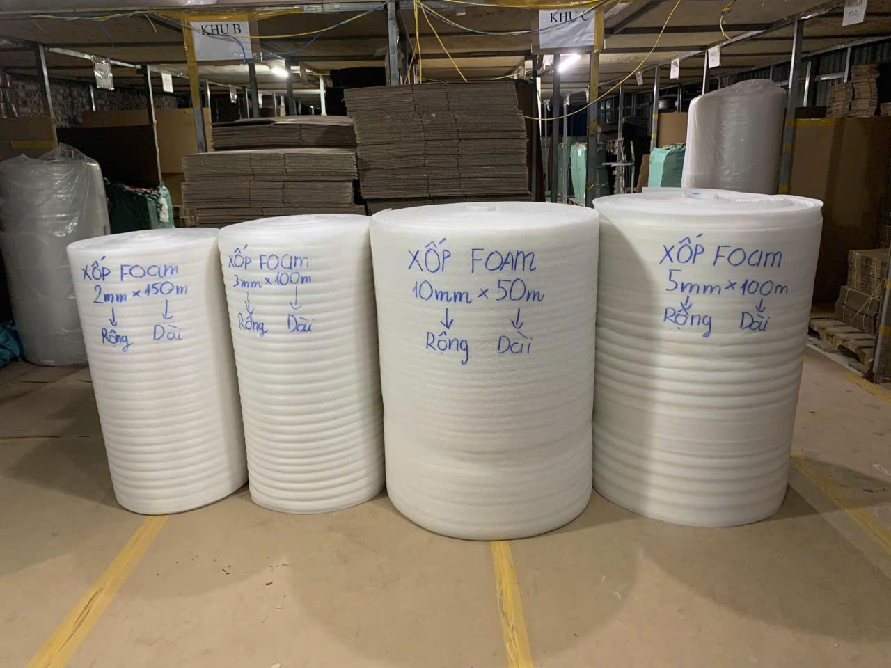 Cuộn xốp PE foam THT nhiều độ dày 2/3/5/10mm